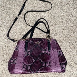Leather coach bag beautiful plum color